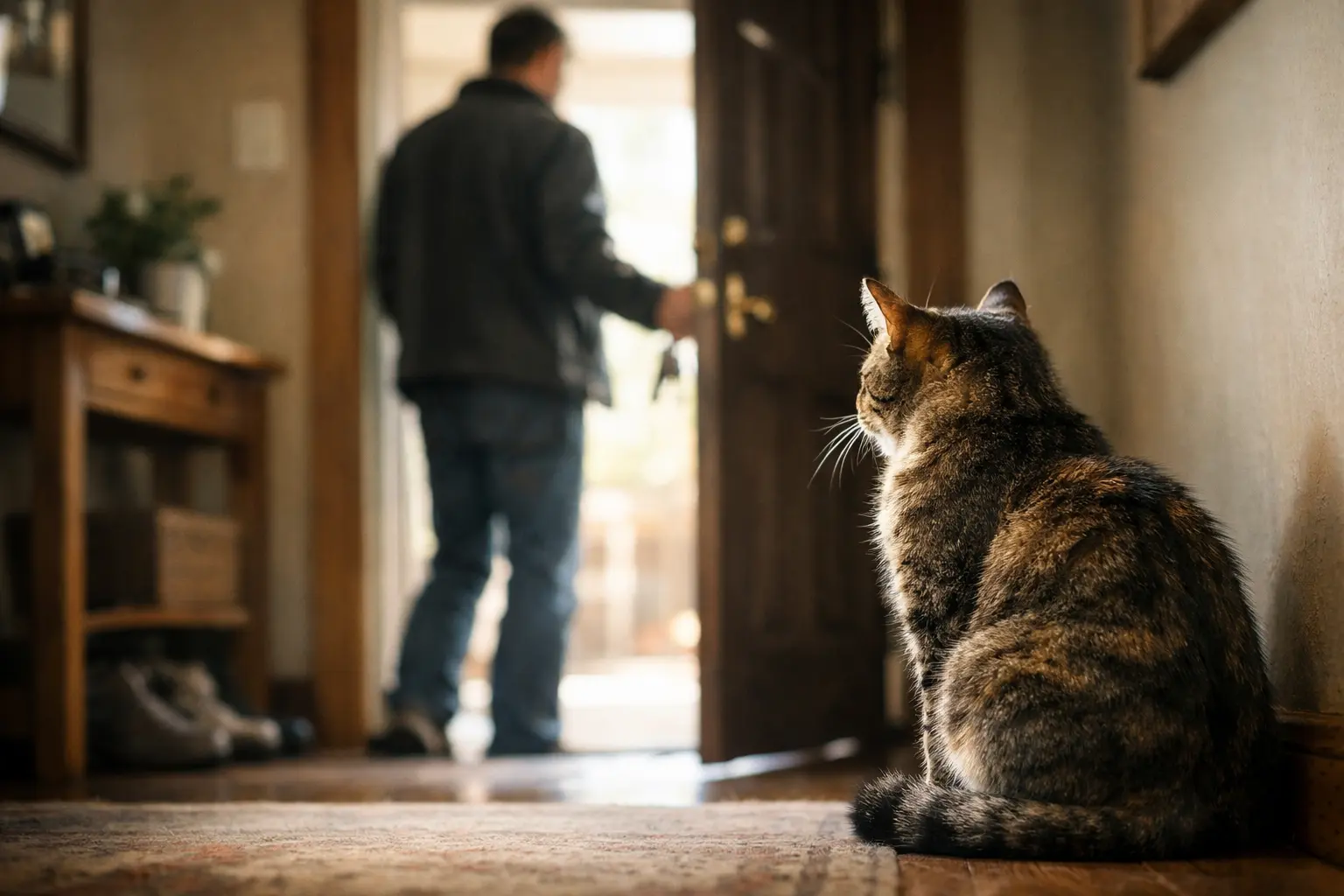 calm cat at home while owner is away