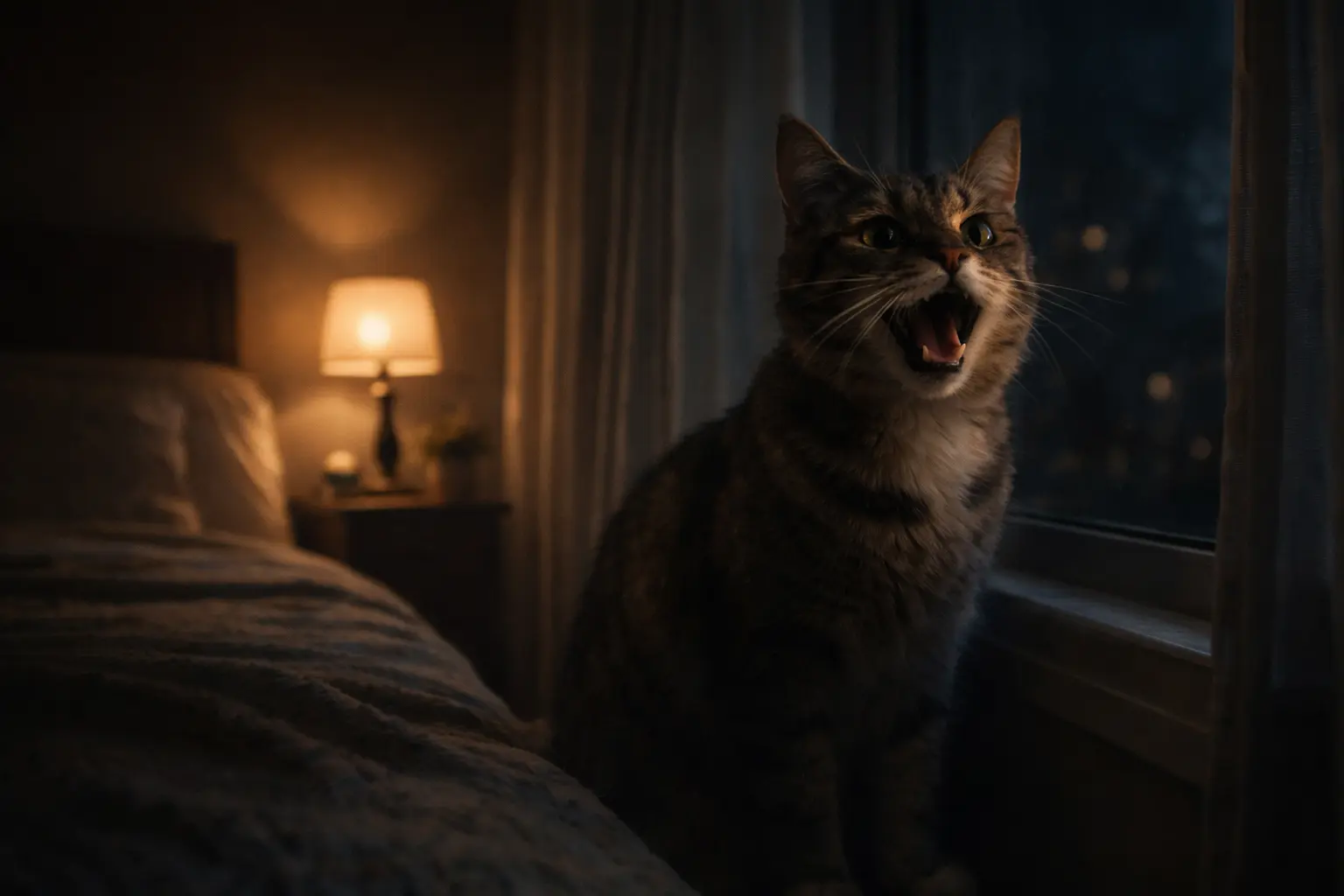 Cat meowing at night and disturbing sleep