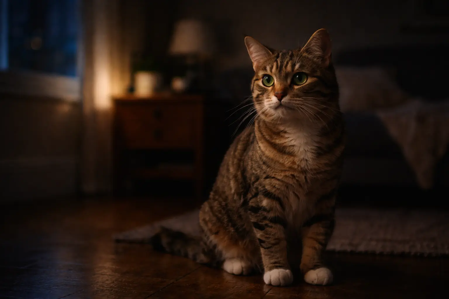 Lonely cat meowing at night due to boredom