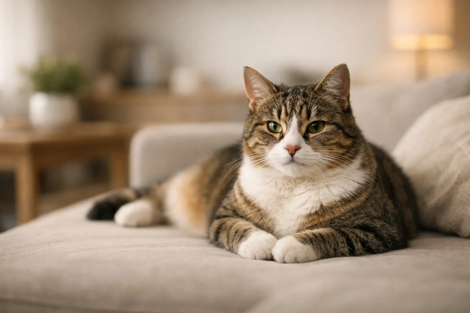 Cat showing signs of constipation while resting at home