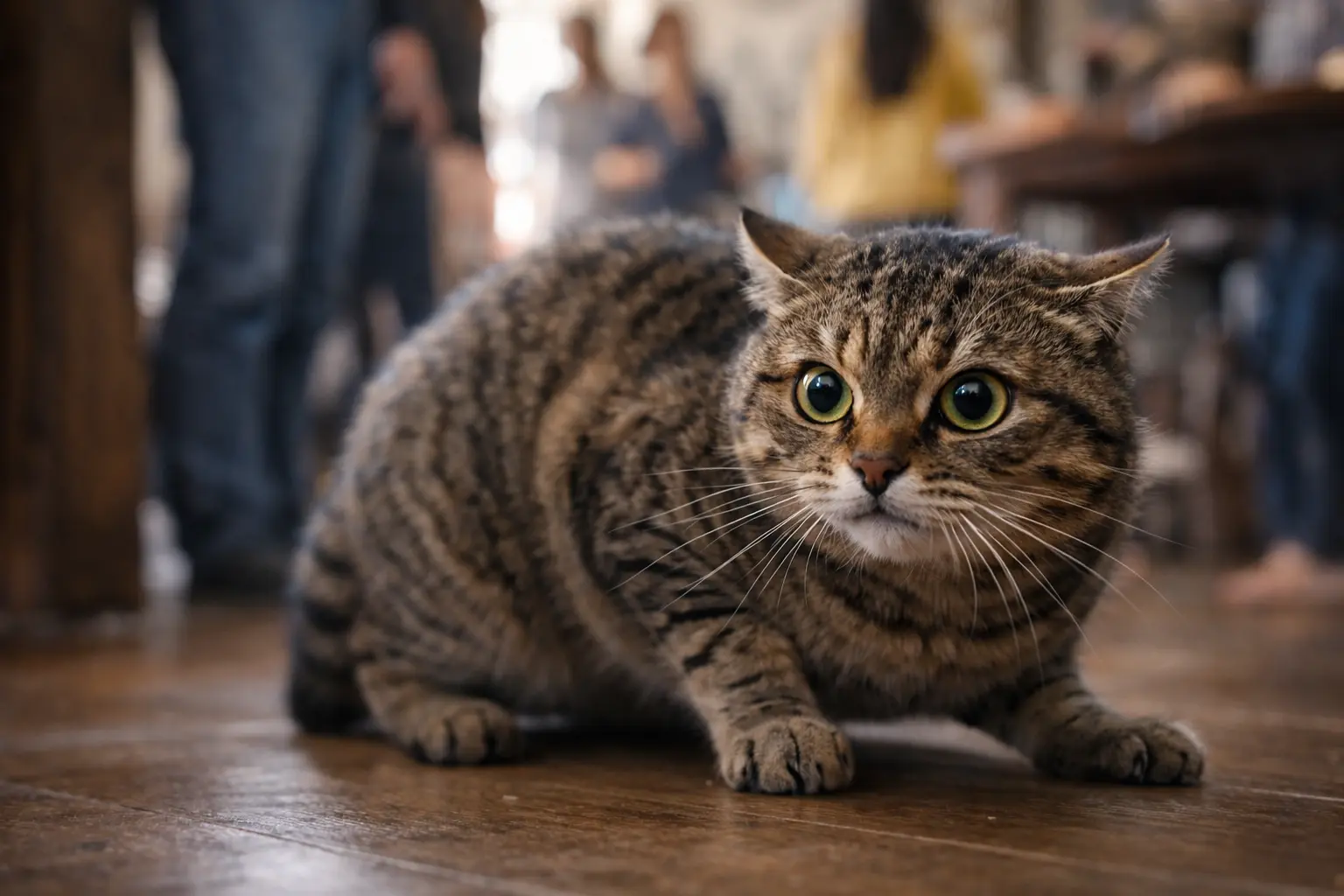 Stressed cat reacting to environmental changes inside the home