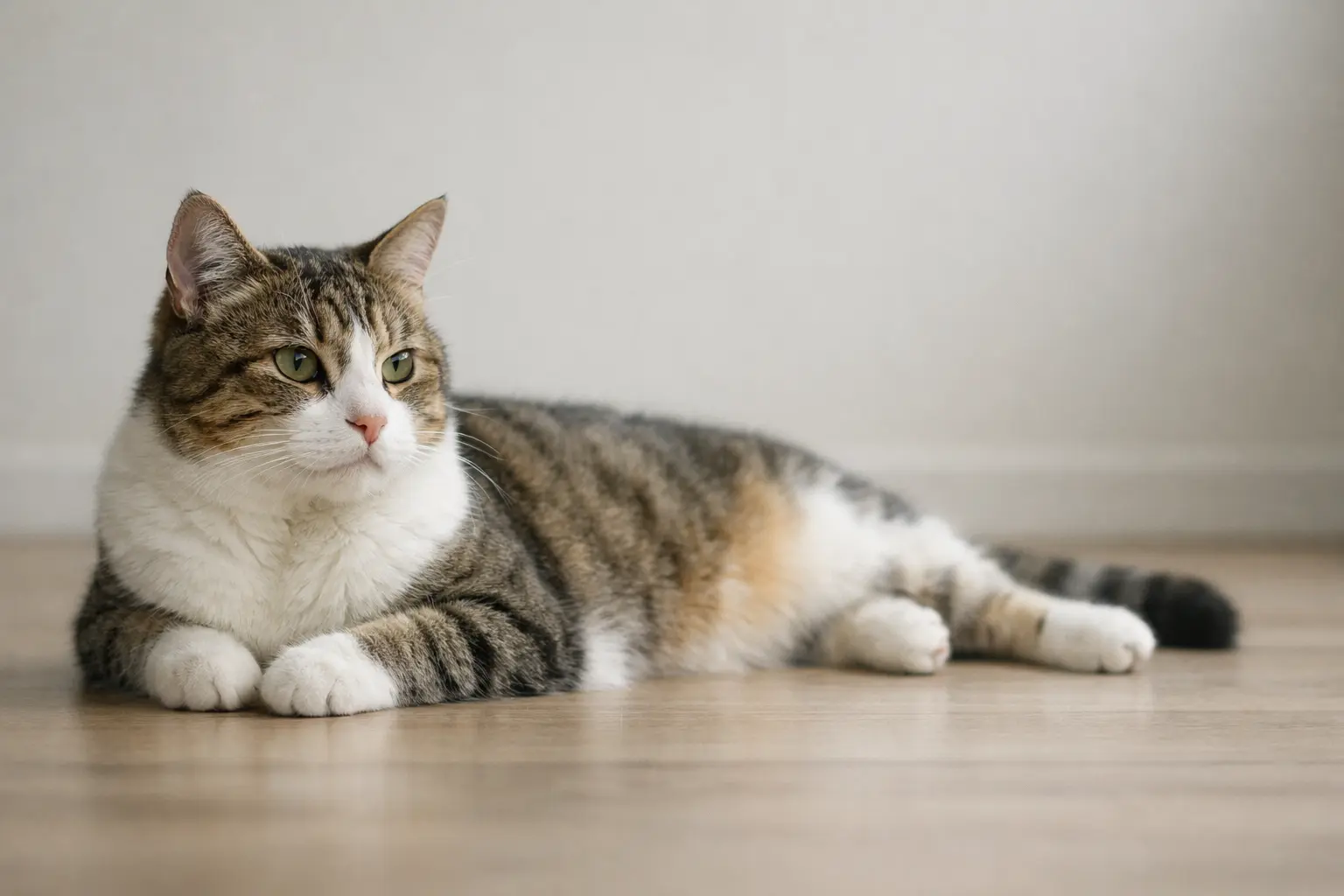 bored cat lying indoors with no toys