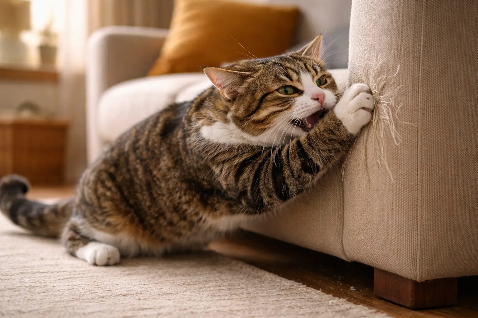 signs of boredom in cats scratching furniture